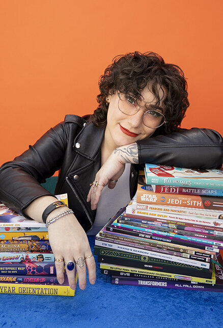 Author Sam Maggs with an array of her titles