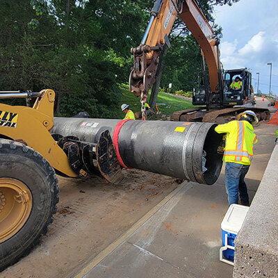 An aerial view of the Ragged Mountain Reservoir
