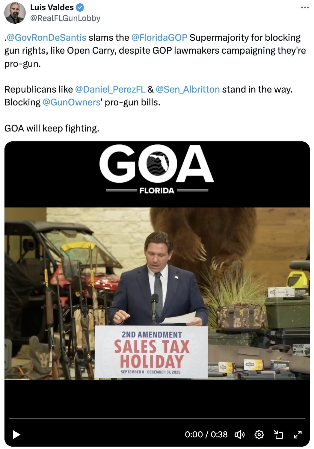 Ron DeSantis Slams Florida Legislature for Open Carry Hypocrisy