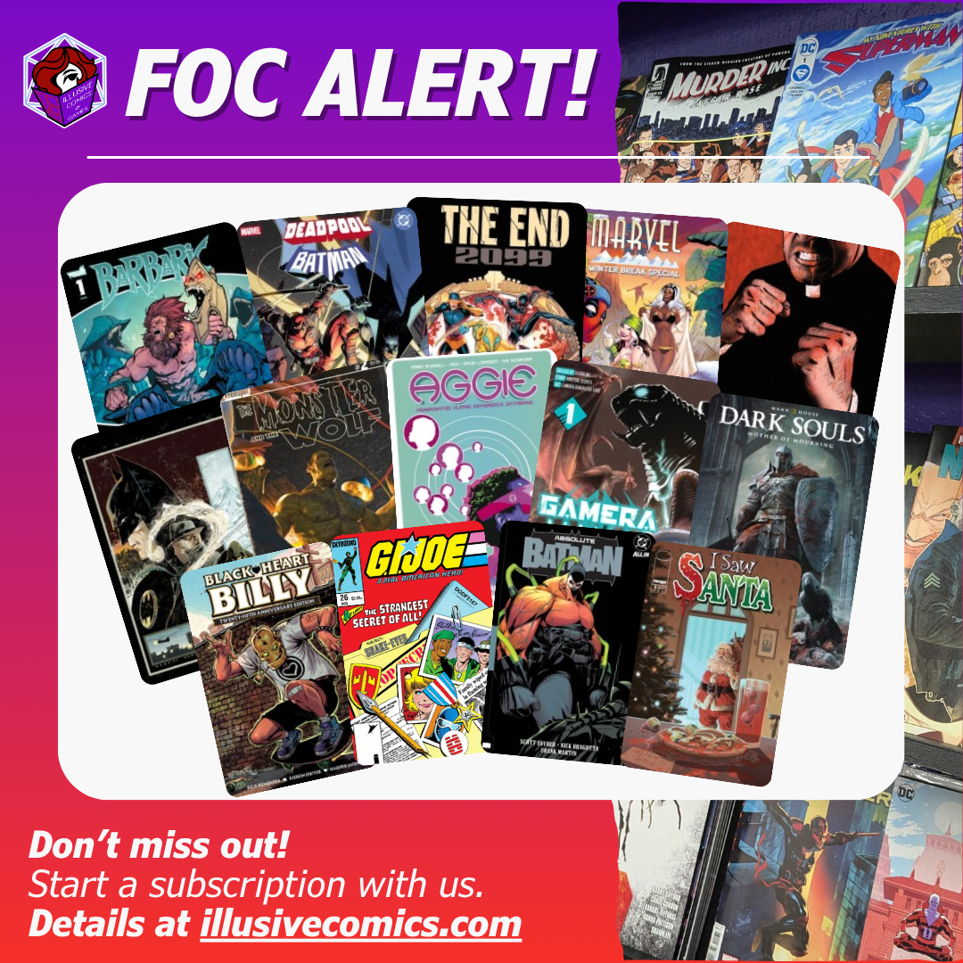 Collage of comic covers for Final Order Cutoffs due Nov 1st