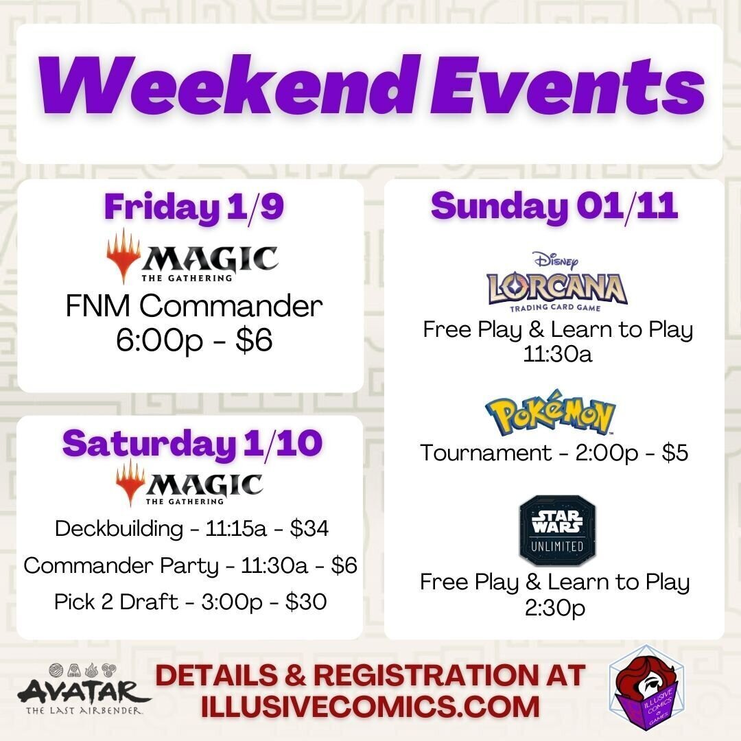 Schedule of this week's events