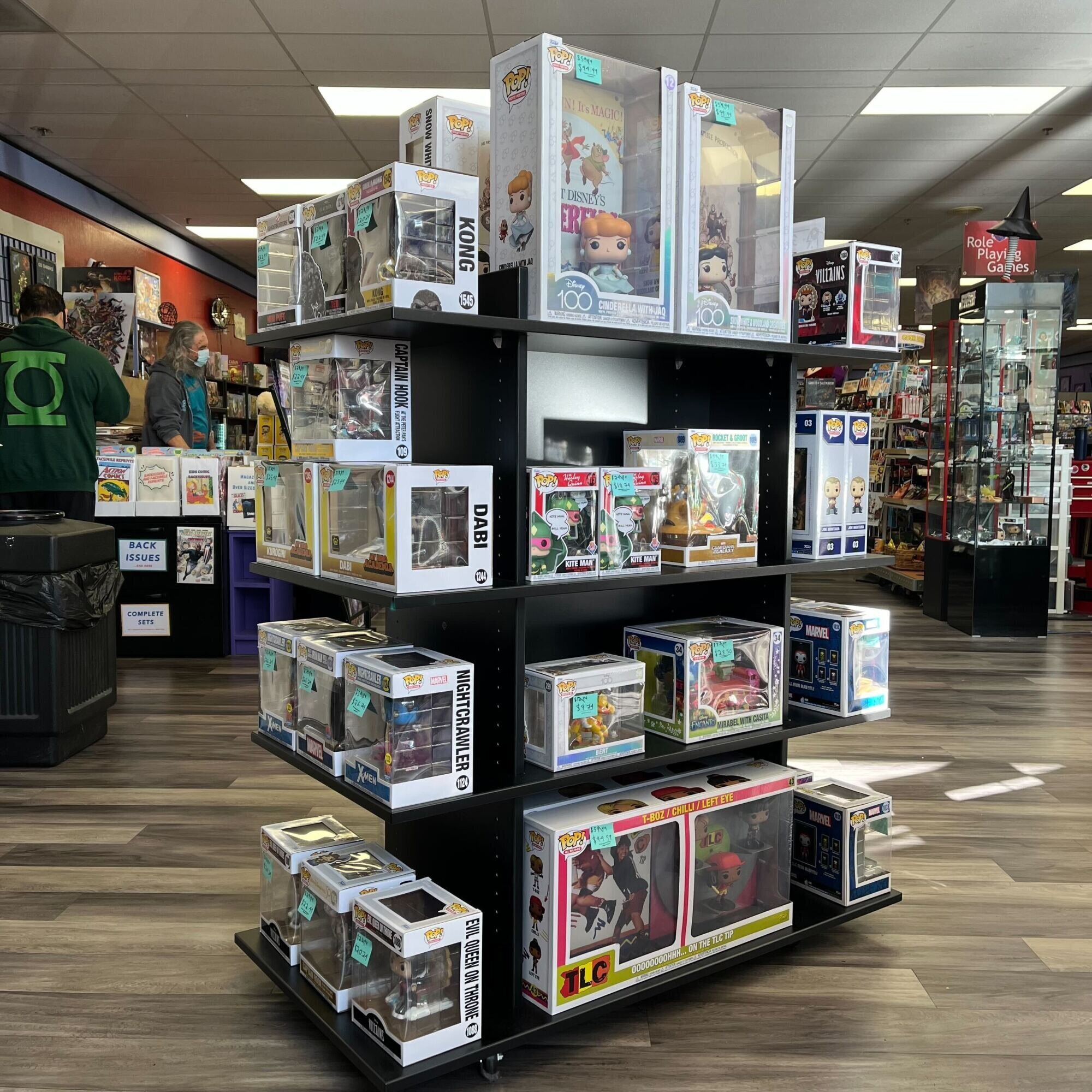 Image of large Funko Pops on display