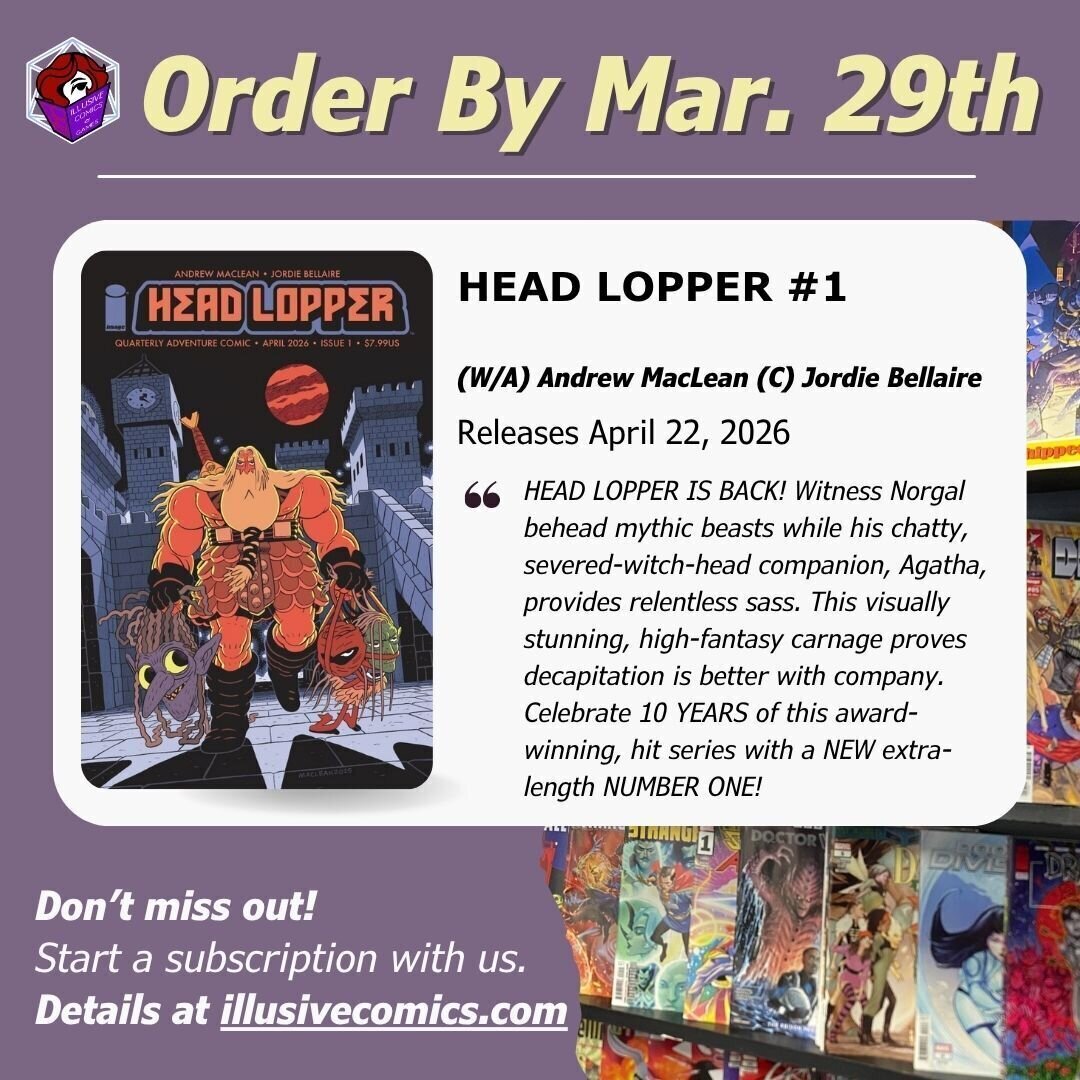 Marketing banner for Head Lopper #1 releasing 4/22/26
