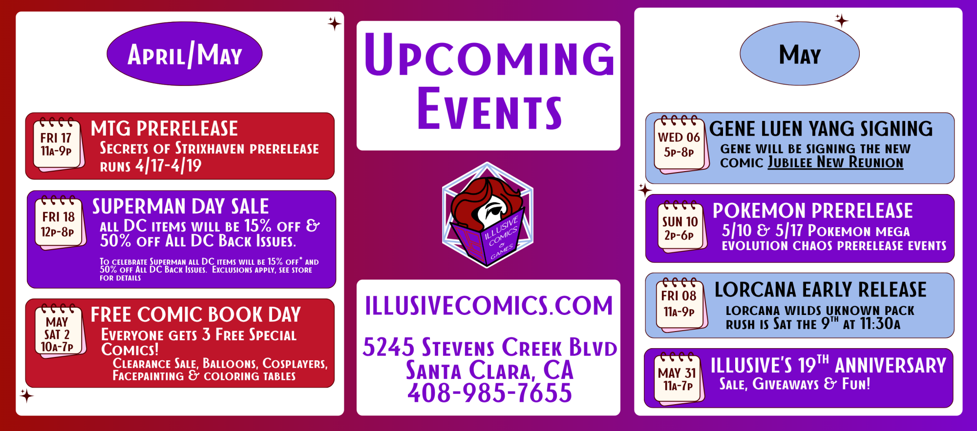 Upcoming Special Events calendar