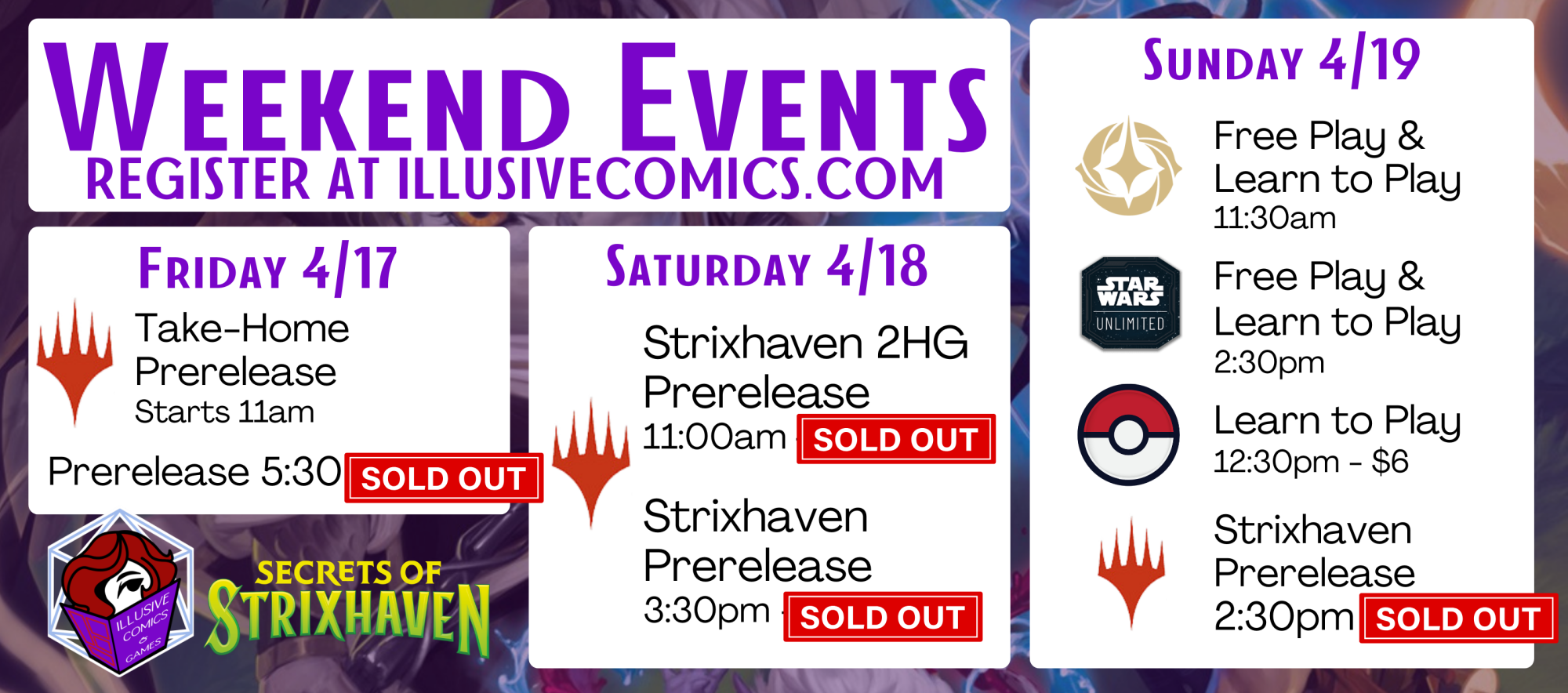 Event calendar for this weekend
