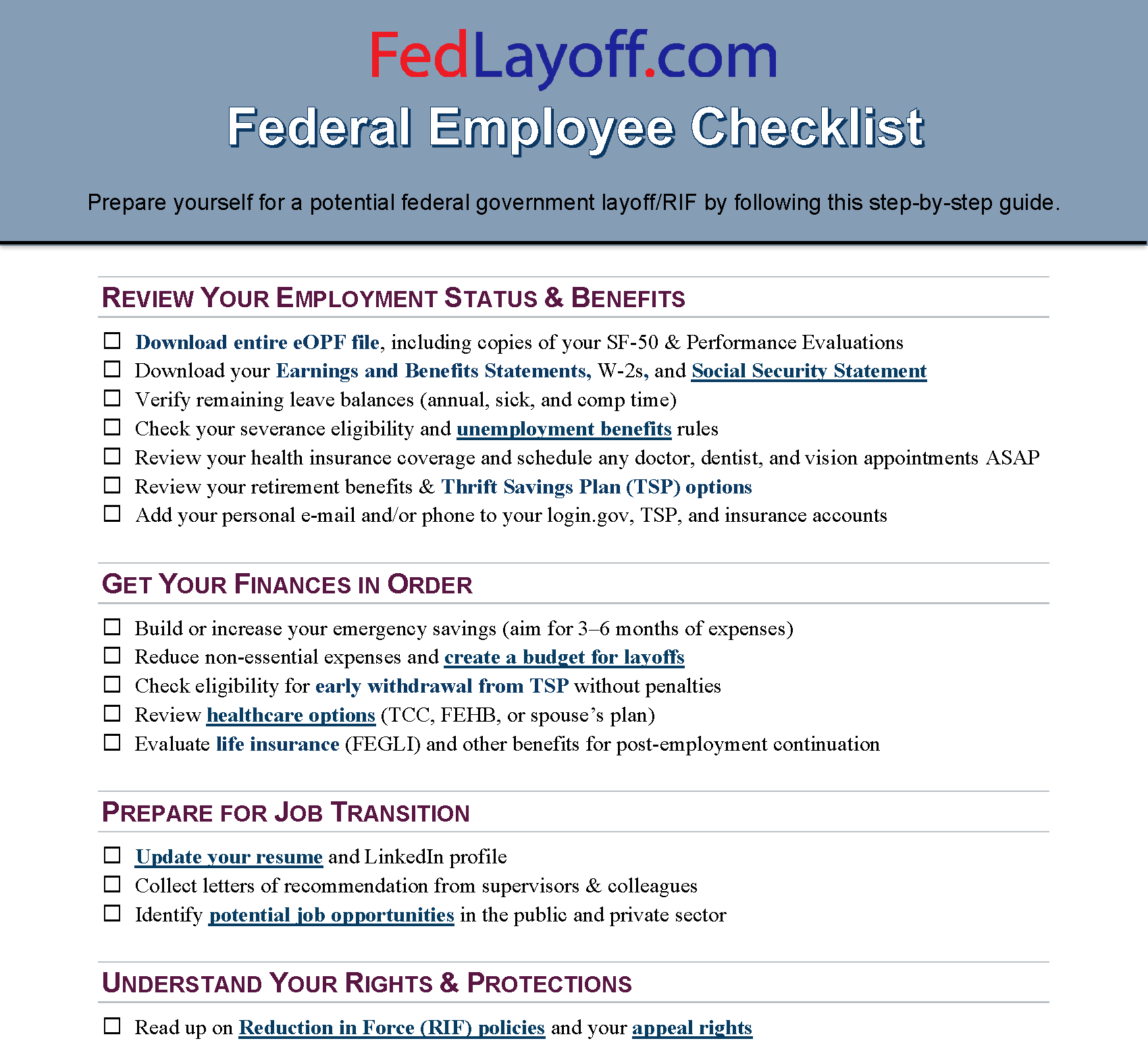 FedLayoff RIF Checklist Download