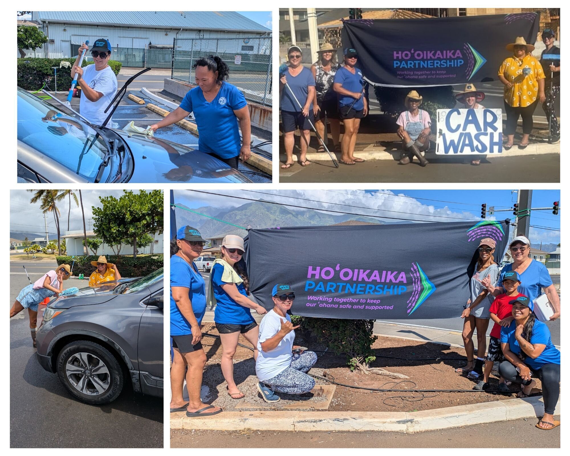 A collage of partners at the summer car wash fundraiser
