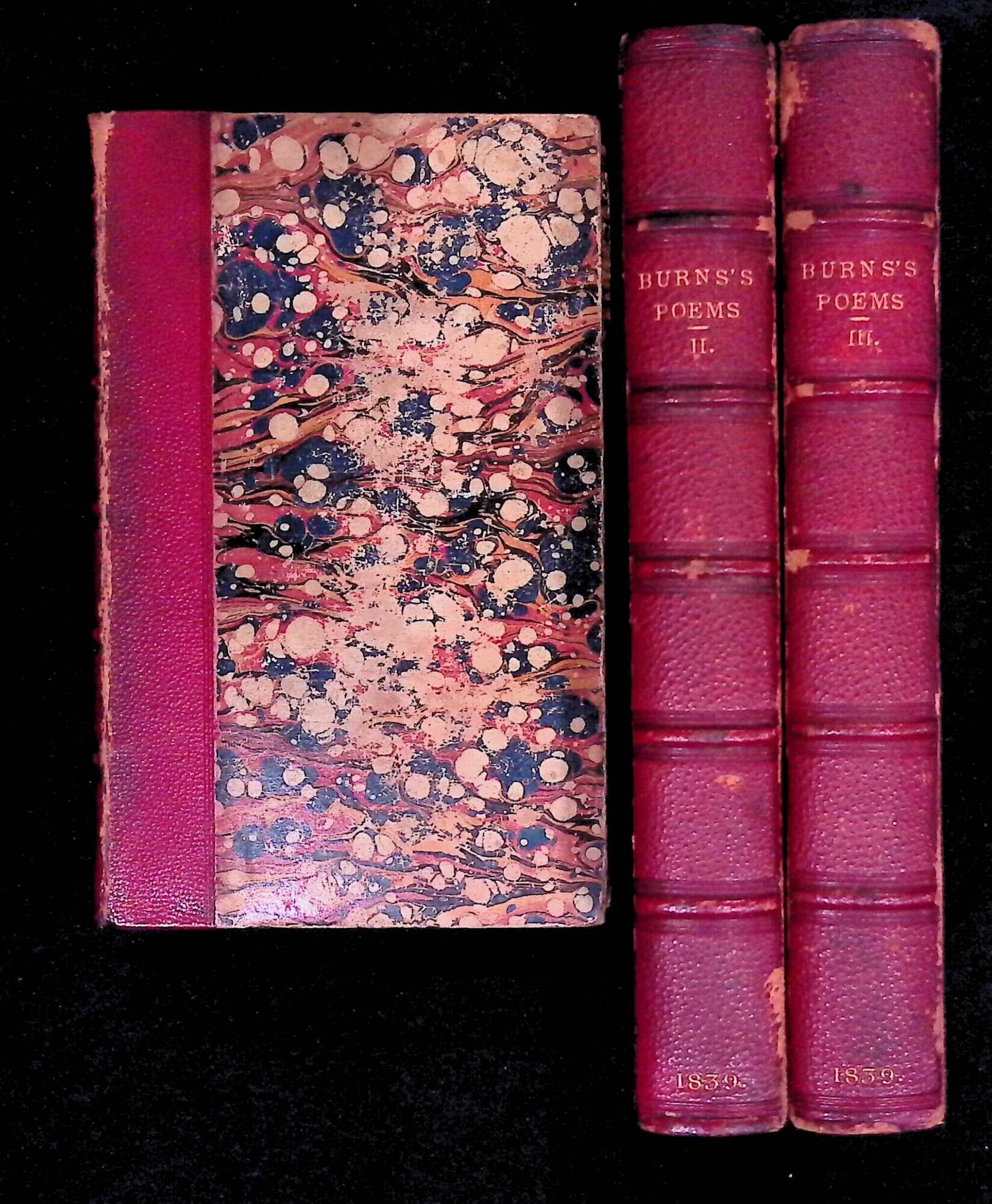 Robert Burns marbled cover with red leather spines