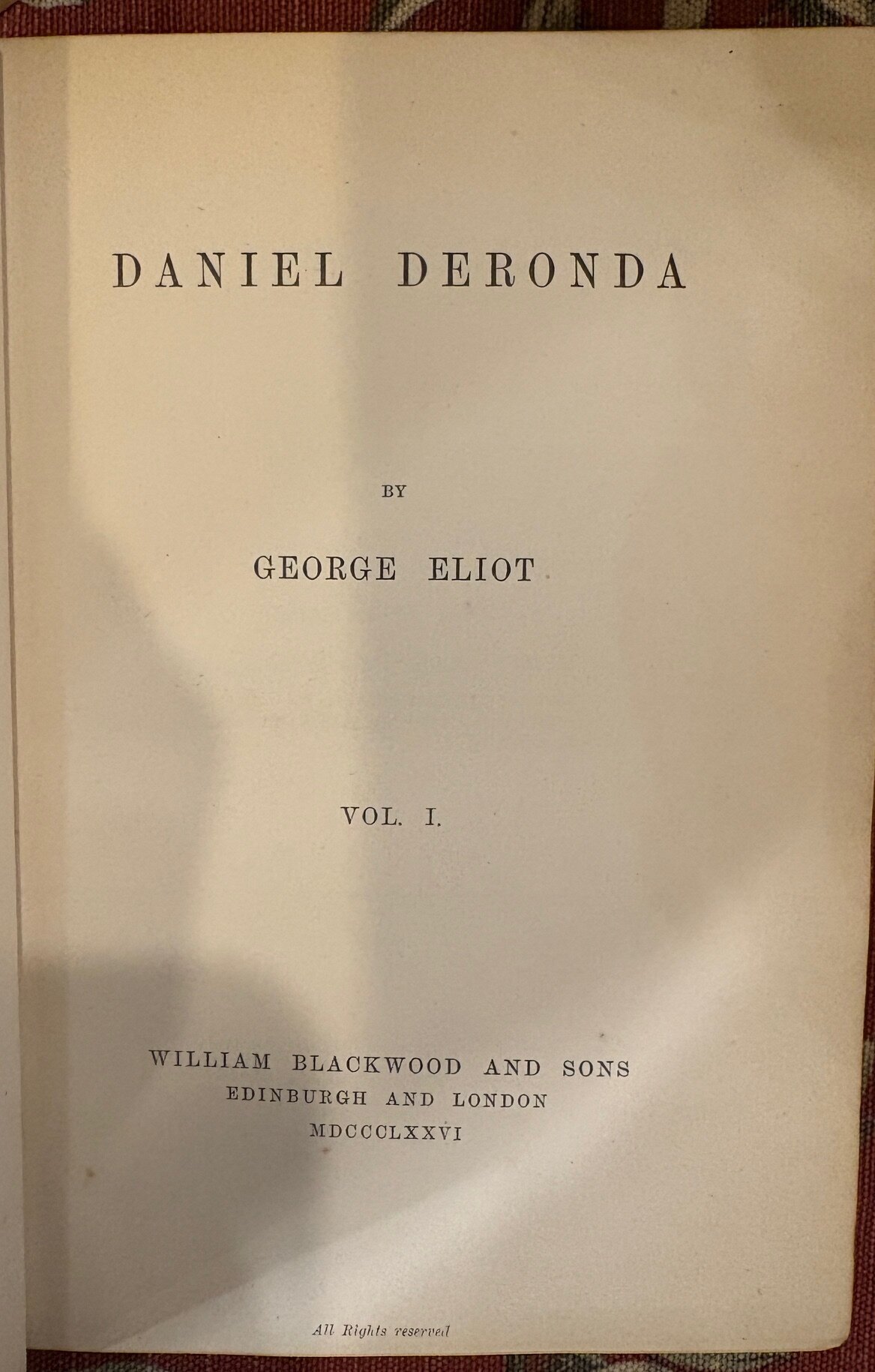 Title Page: Daniel Deronda by George Eliot