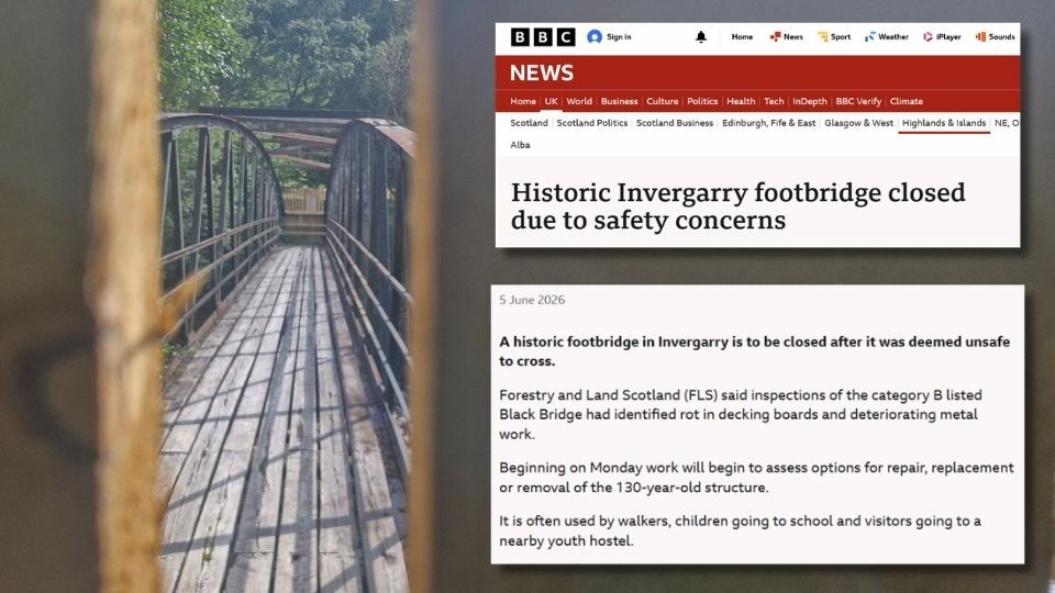 The sudden closure of the Black Bridge in Invergarry 