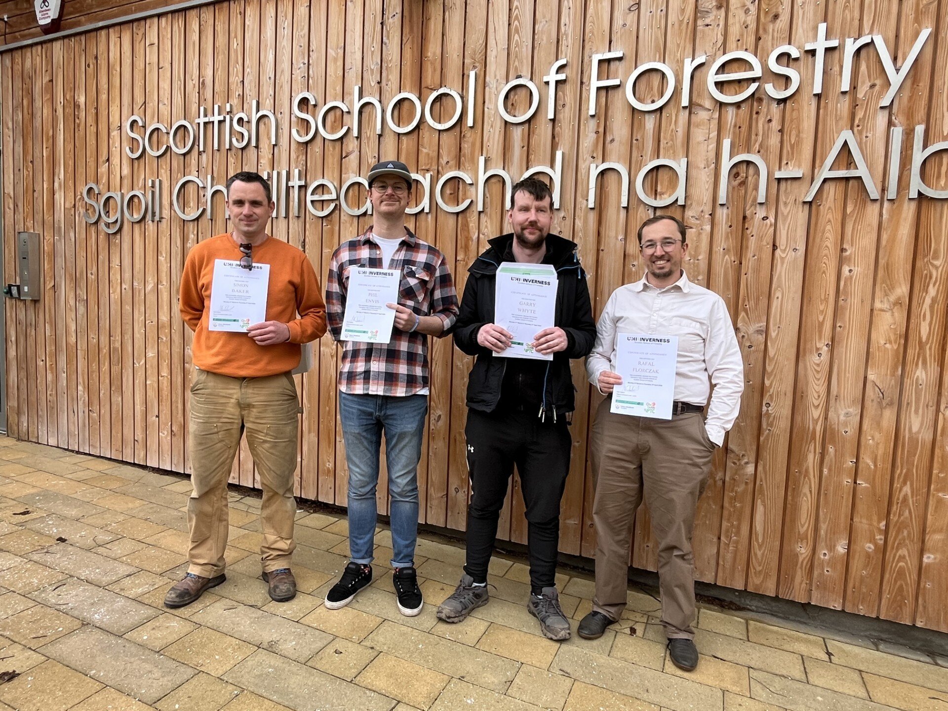 Four trainees have completed the first milestone in Future Woodlands Scotland’s Community Woodland Traineeships, marking an important step towards building local skills and long‑term capacity in Scotland’s community‑managed woodlands.