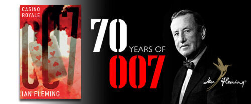 The words '70 years of 007' followed by the head of Ian Fleming