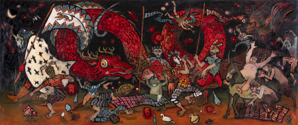 Tayfun Pirselimoğlu "Padişahımız Efendimiz II", 2024 Kağıt üzeri karışık teknik, 63,5 x 51 cm.