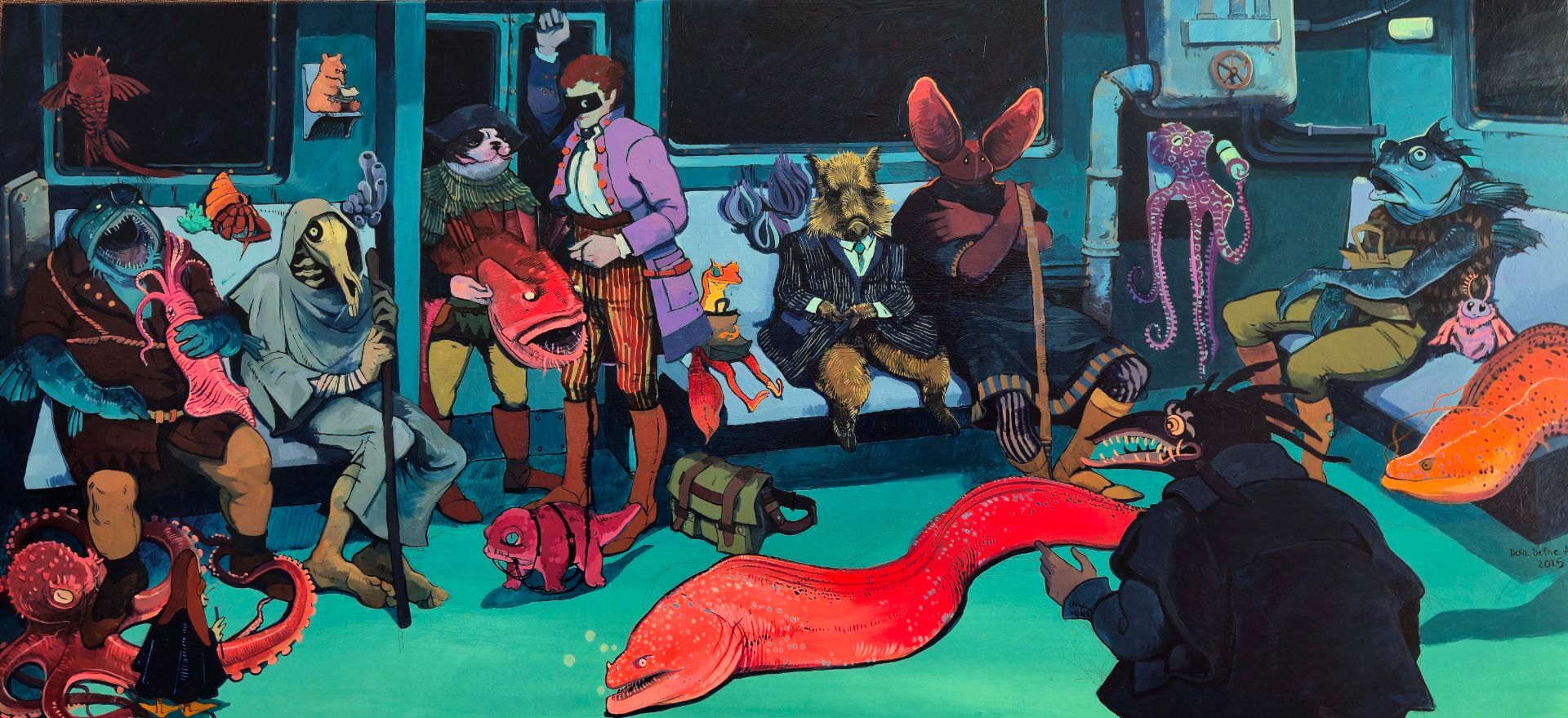 Tayfun Pirselimoğlu, "Hercümerç III", 2023, Kağıt üzeri mürekkep, 67 x 111 cm.