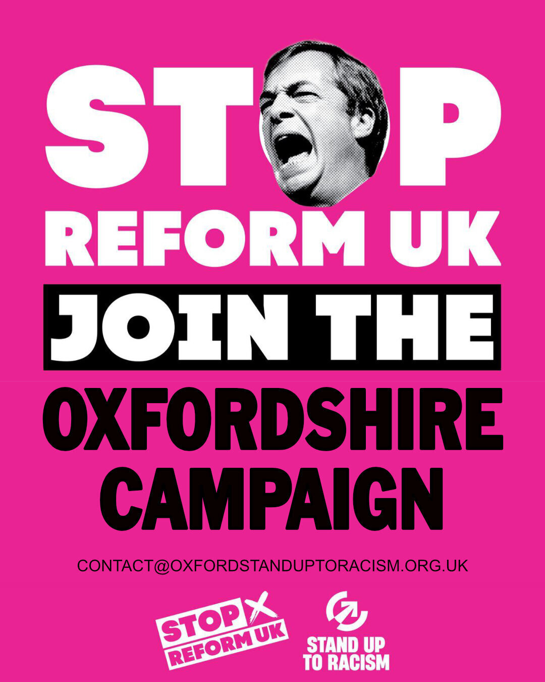 Stop Reform UK graphic from Stand Up To Racism