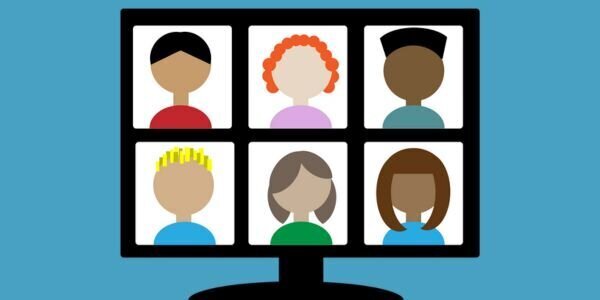 Group of faces on computer screen