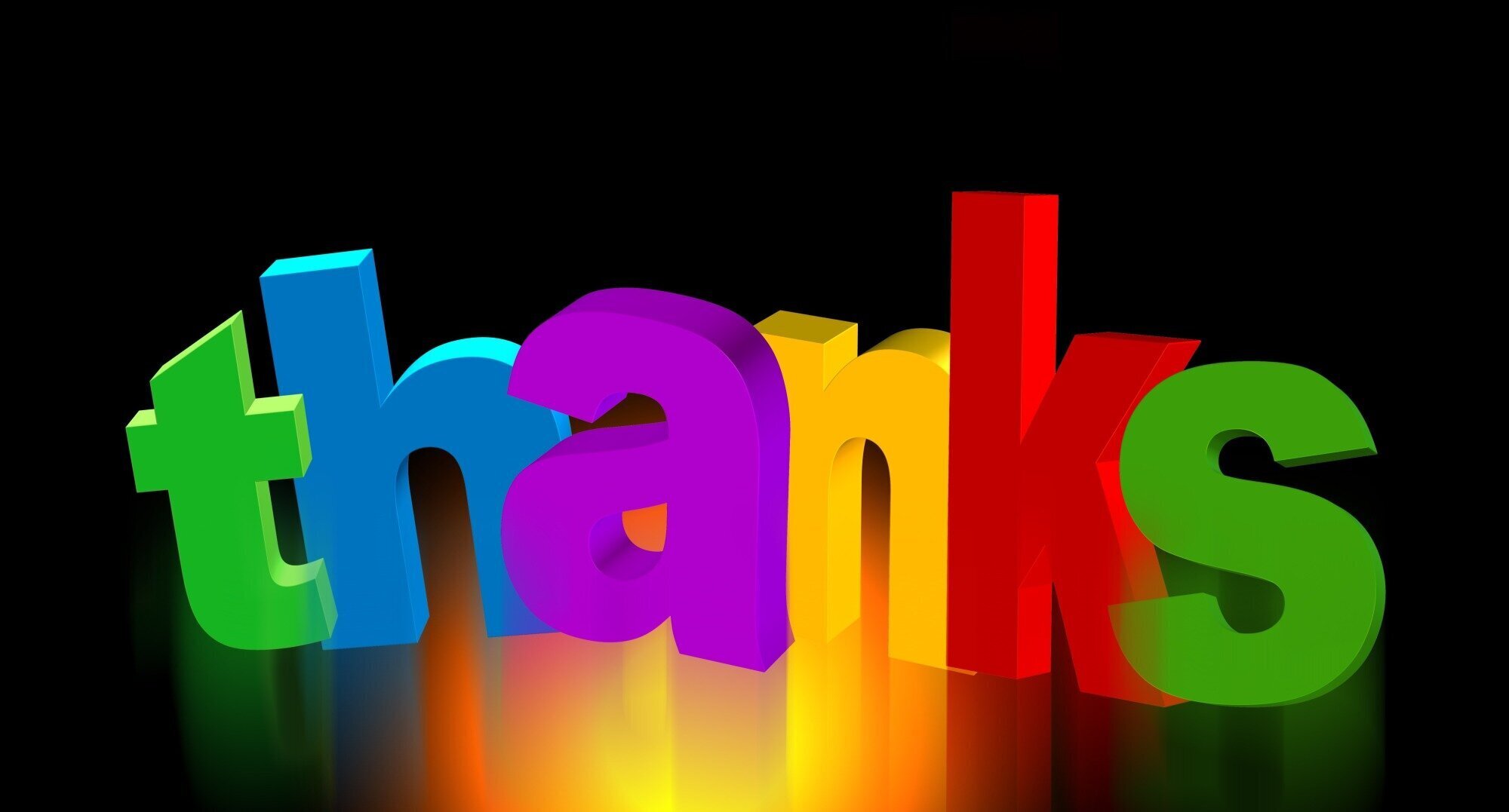 The word "thanks" in bright colors