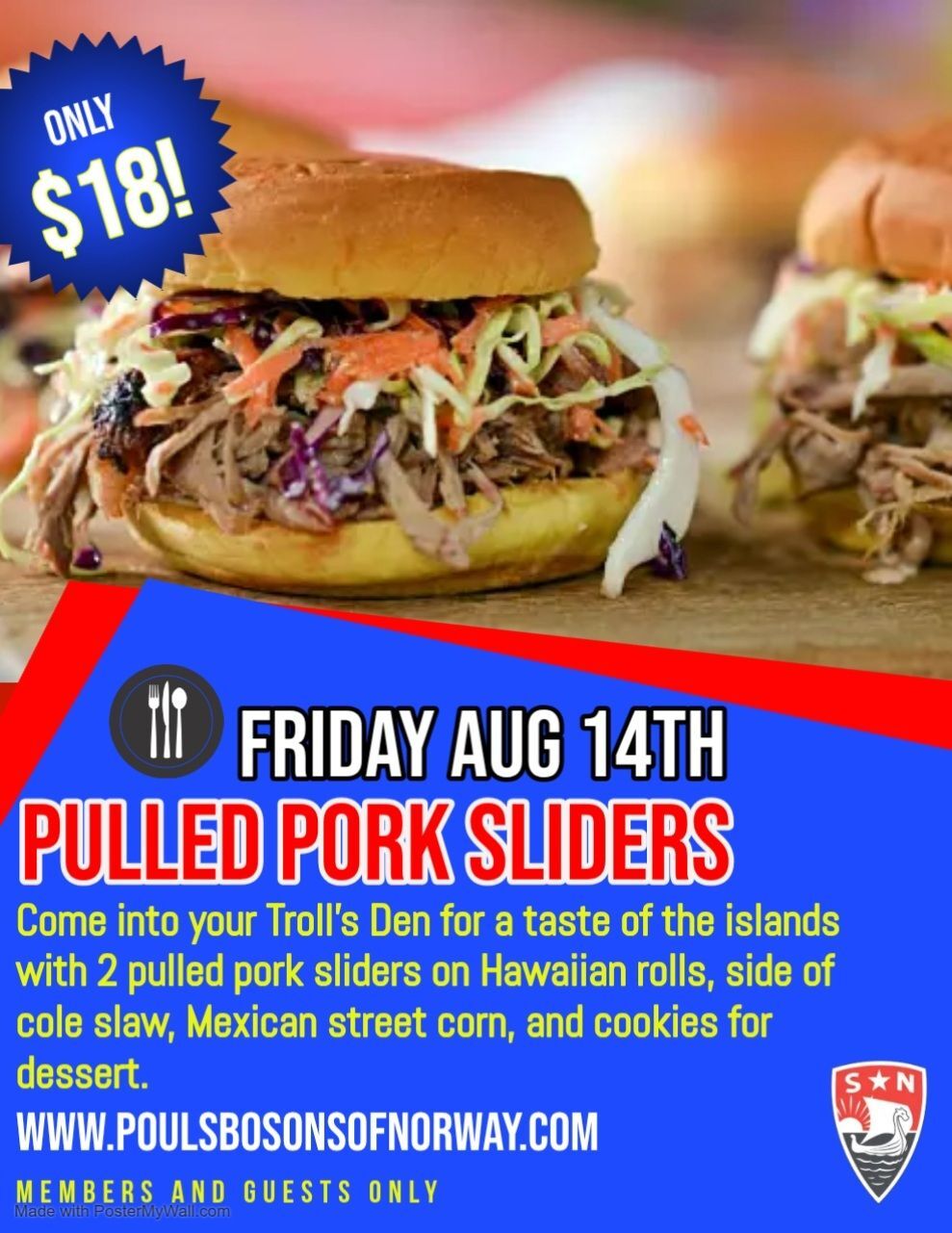 Friday Night Dinner Poster: Pulled Pork Sliders Aug14