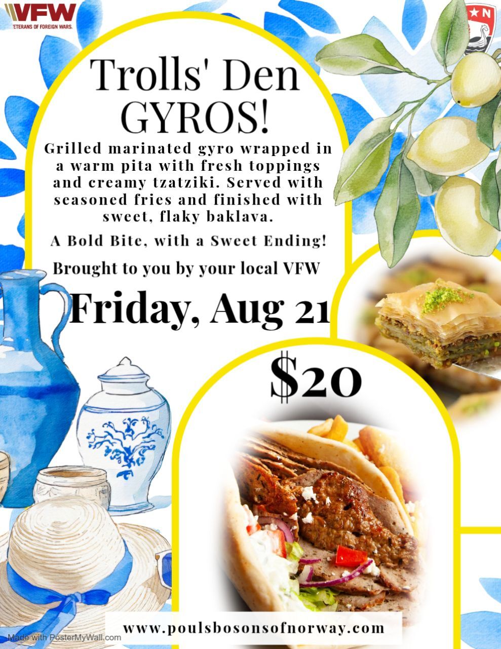 Friday Night Dinner Poster: Gyros Aug 21