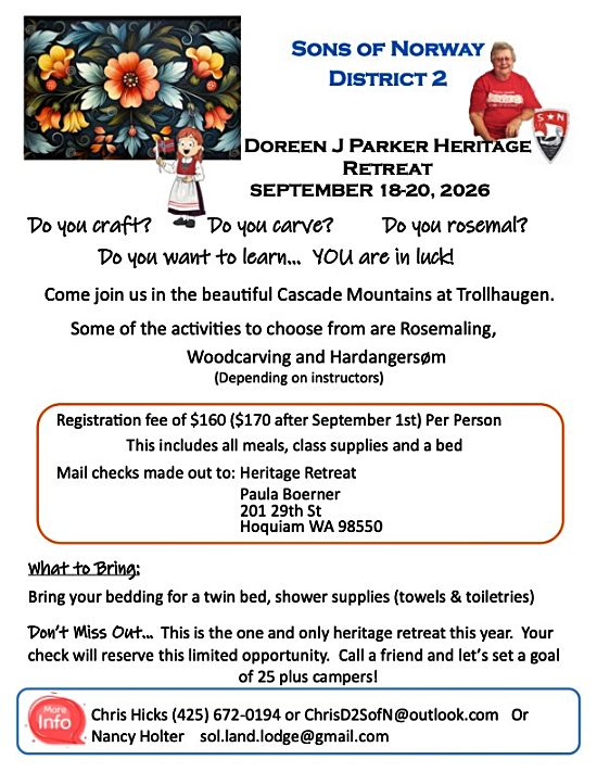 Norwegian Heritage Retreat Poster: Sept 18-20