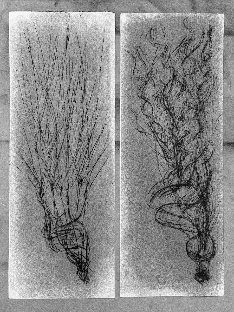 Scratchy drawings in the most local charcoal you could get