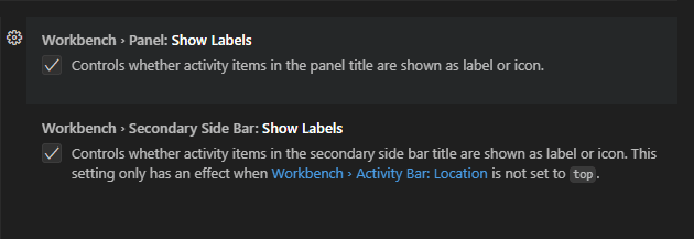 The Show Labels Setting in VS Code