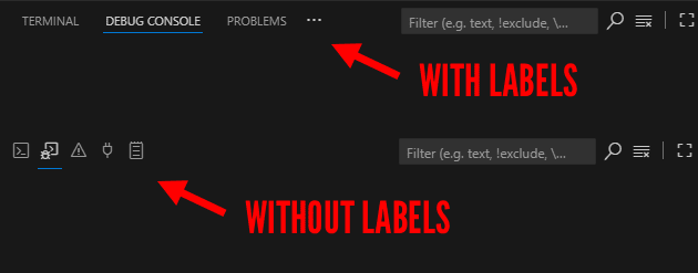 Show Labels on and off in VS Code