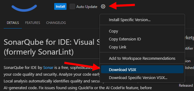 Downloading a VSIX file in VS Code