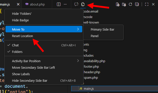Resetting a View in VS Code