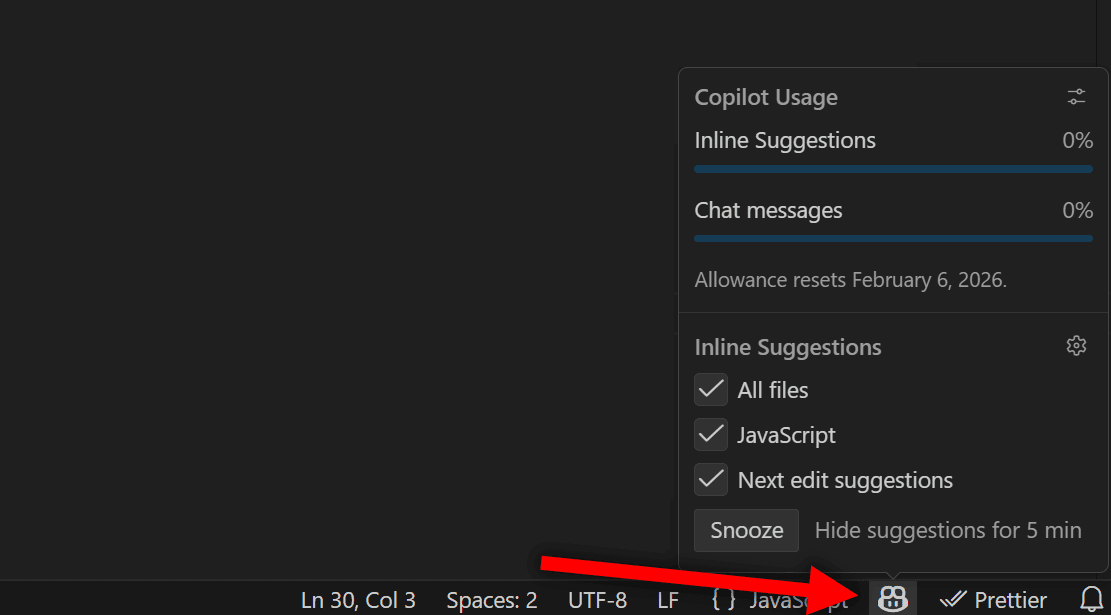 Inline Suggest Settings in VS Code